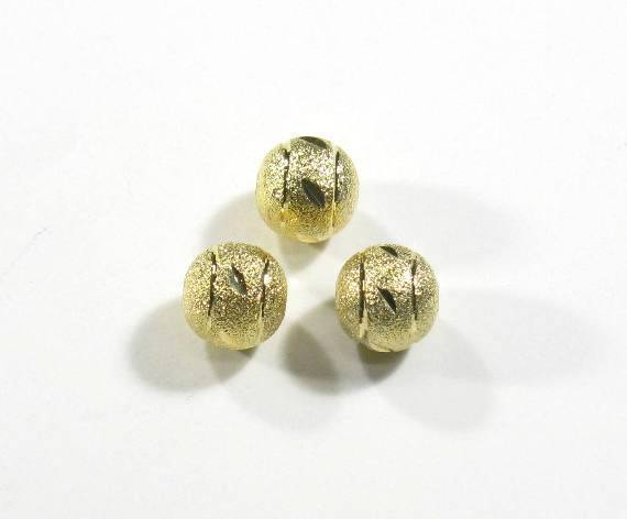 10 Stk. Messing Perlen Stardust Kugel Rund Glitzersand diamantiert Gold mit Muster 10mm