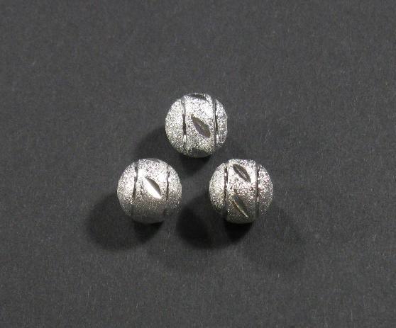 10 Stk. Messing Perlen Stardust Kugel Rund Glitzersand diamantiert Silber mit Muster 10mm