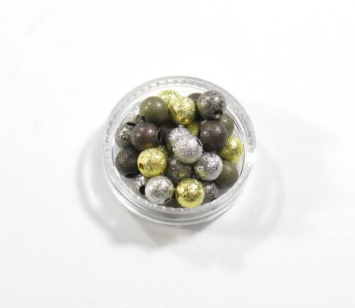 30 Stk. Messing Perlen Stardust Kugel Rund Glitzersand diamantiert Mix-Farben 6mm