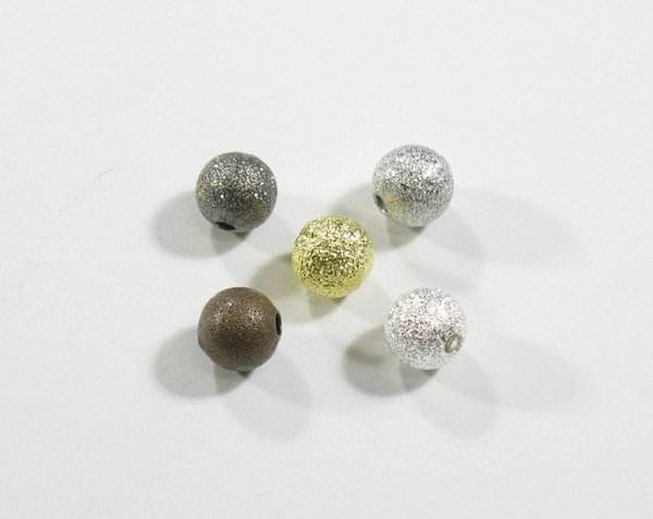 20 Stk. Messing Perlen Stardust Kugel Rund Glitzersand diamantiert Mix-Farben 8mm