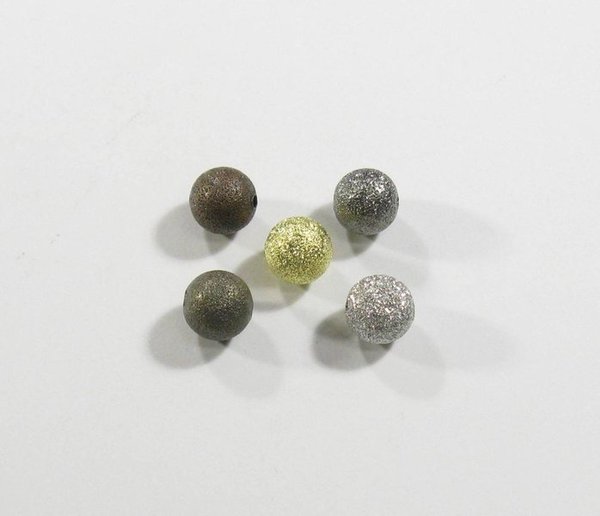 20 Stk. Messing Perlen Stardust Kugel Rund Glitzersand diamantiert Mix-Farben 10mm