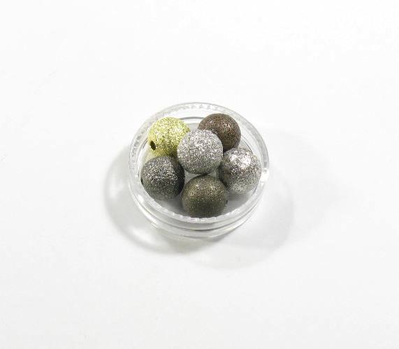 20 Stk. Messing Perlen Stardust Kugel Rund Glitzersand diamantiert Mix-Farben 10mm