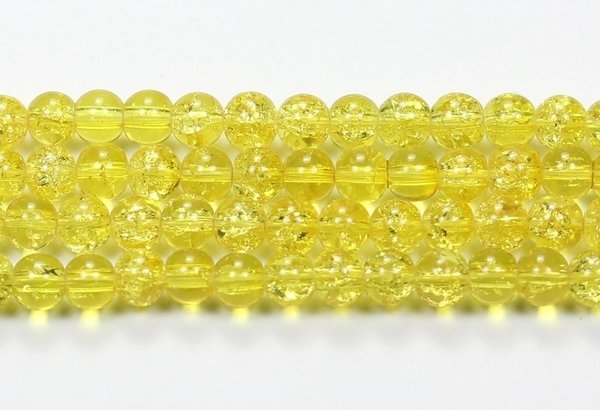 Crackle Glasperlen Crashperlen Rund Gelb 6mm