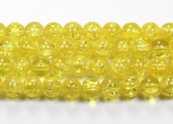 Crackle Glasperlen Crashperlen Rund Gelb (2) 10mm