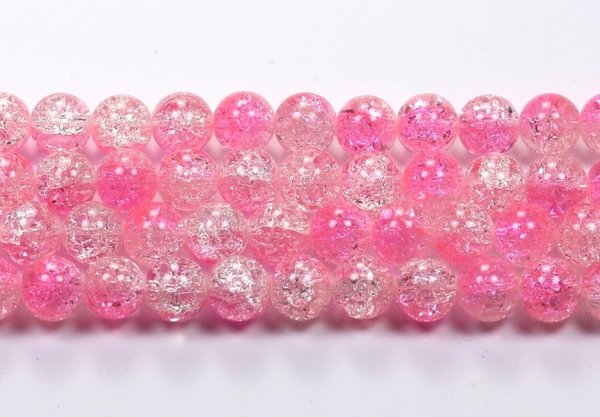 Crackle Glasperlen Crashperlen Rund Kristall-Rosa 10mm