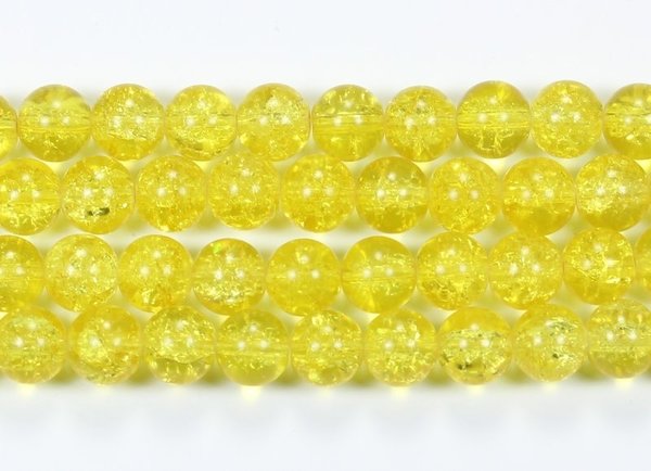Crackle Glasperlen Crashperlen Rund Gelb (1) 12mm