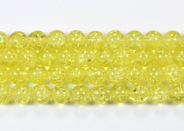 Crackle Glasperlen Crashperlen Rund Gelb (3) 12mm