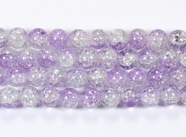 Crackle Glasperlen Crashperlen Rund Kristall-Lila (1) 12mm
