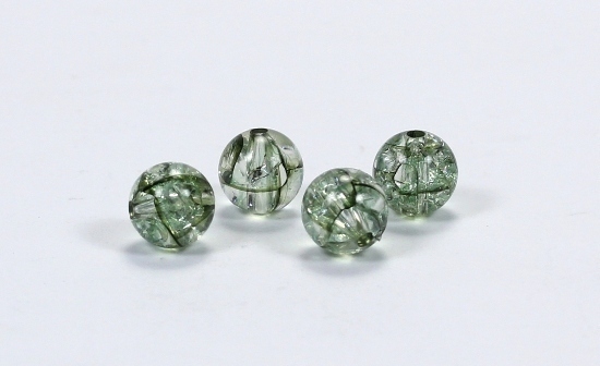4 Stk. Acryl Crackle Perlen Crashperlen Rund Grün-Kristall 10mm