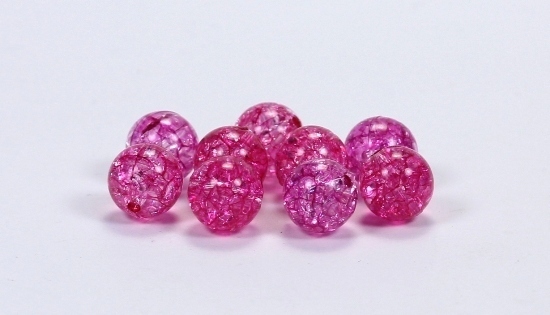 4 Stk. Acryl Crackle Perlen Crashperlen Rund Pink-Rosa 12mm