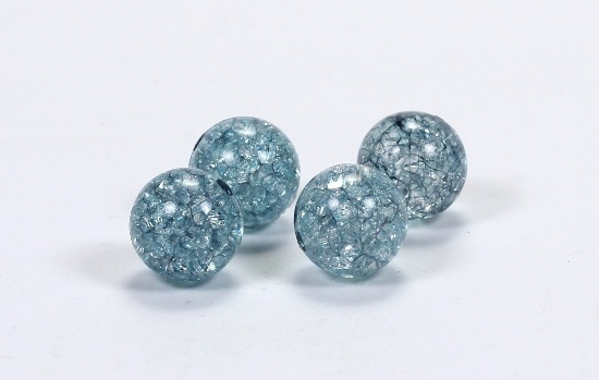 3 Stk. Acryl Crackle Perlen Crashperlen Rund Blau 14mm