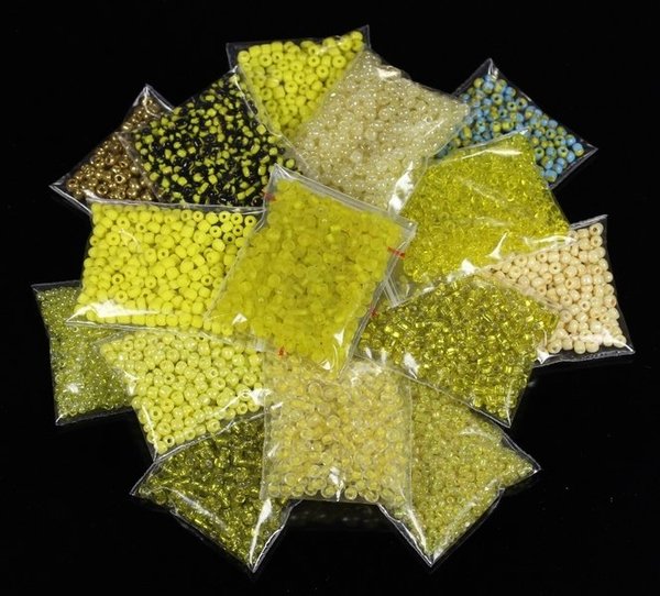 Rocailles Glasperlen Farb-Set Gelb Töne 4mm 3mm 300g