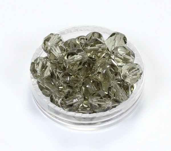 25 Böhmische Glasschliffperlen feuerpolierte Glasperlen 6mm Black Diamond, hell