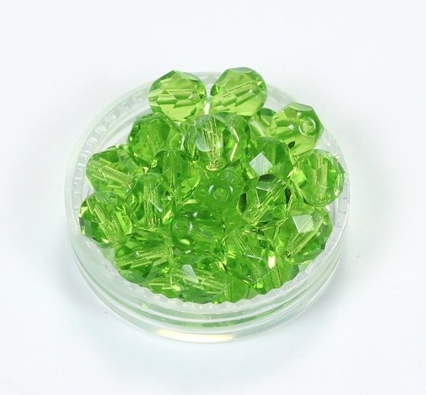 25 Böhmische Glasschliffperlen feuerpolierte Glasperlen 6mm Olivgrün