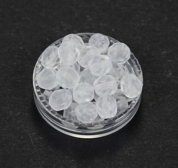 25 Böhmische Glasschliffperlen feuerpolierte Glasperlen 6mm Kristall, matt