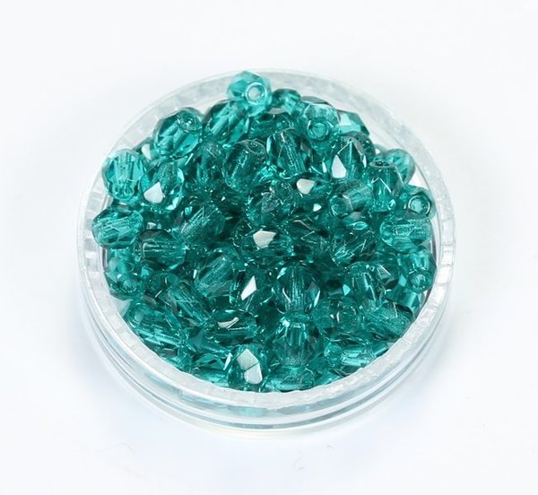 50 Böhmische Glasschliffperlen feuerpolierte Glasperlen 4mm Smaragd