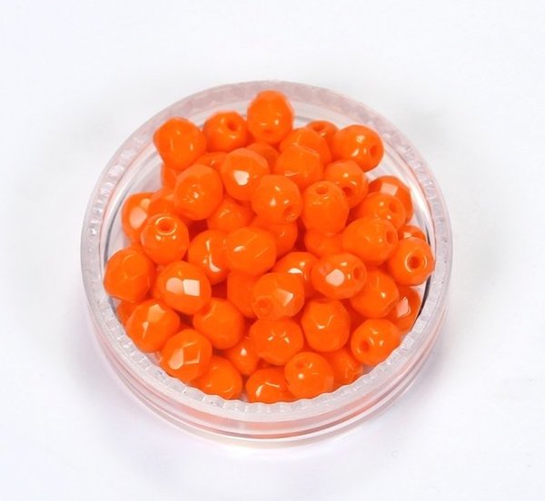 50 Böhmische Glasschliffperlen feuerpolierte Glasperlen 4mm Orange, opak
