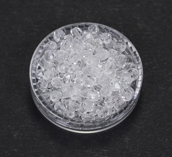 100 Böhmische Glasschliffperlen feuerpolierte Glasperlen 3mm Kristall