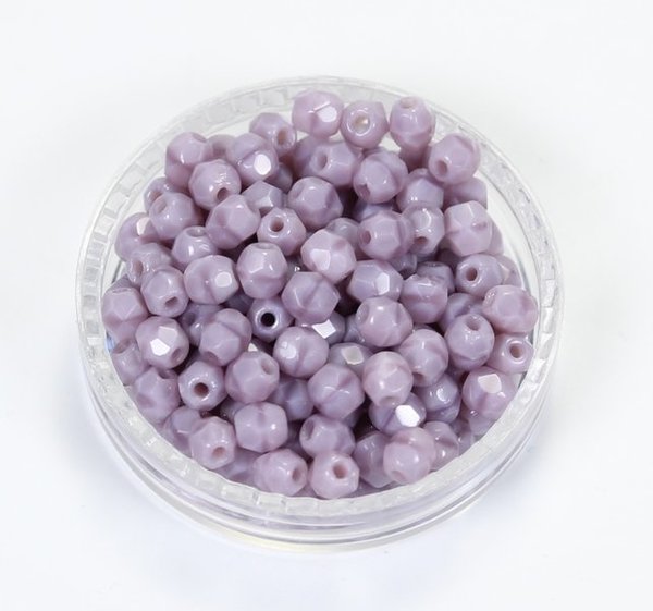 100 Böhmische Glasschliffperlen feuerpolierte Glasperlen 3mm Koral-Lavendel