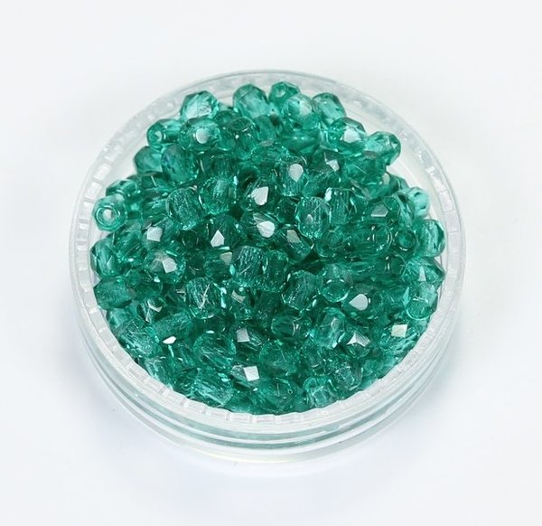 100 Böhmische Glasschliffperlen feuerpolierte Glasperlen 3mm Smaragd