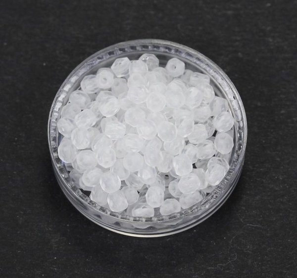 100 Böhmische Glasschliffperlen feuerpolierte Glasperlen 3mm Kristall, matt