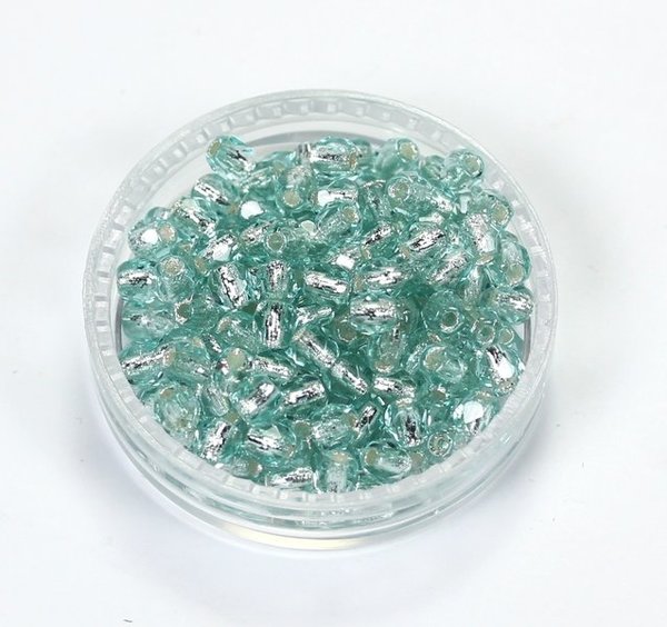 100 Böhmische Glasschliffperlen feuerpolierte Glasperlen 3mm Hell Teal, mit Silbereinzug