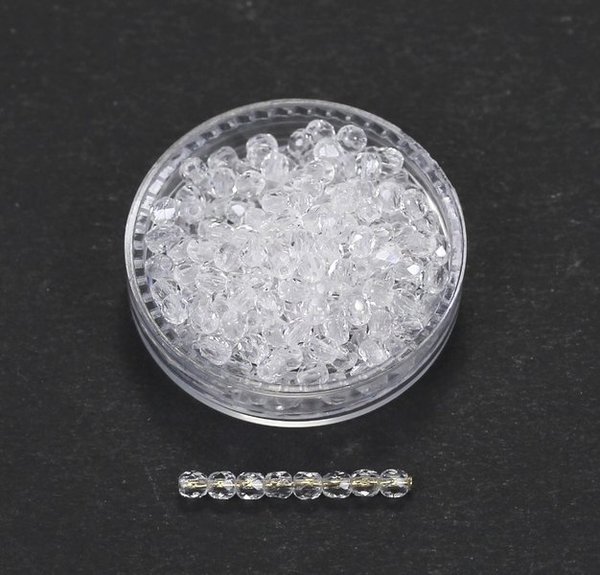 100 Böhmische Glasschliffperlen feuerpolierte Glasperlen 2mm Kristall
