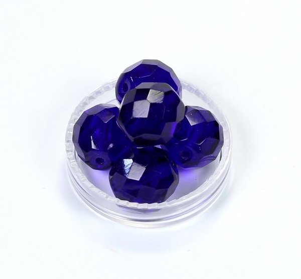 3 Böhmische Glasschliffperlen feuerpolierte Glasperlen 12mm Kobaltblau