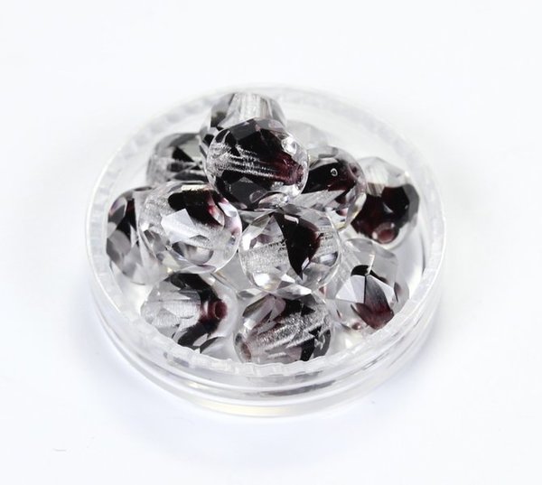 12 Böhmische Glasschliffperlen feuerpolierte Glasperlen 8mm Kristall-dunkel Topas
