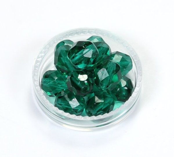 12 Böhmische Glasschliffperlen feuerpolierte Glasperlen 8mm Smaragd