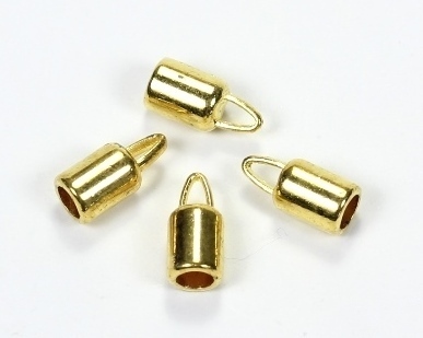 Metall Endkappen mit Öse Endhülsen Endteile Gold ca. 14x6,5mm / Ø 4,2mm