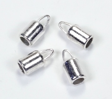 Metall Endkappen mit Öse Endhülsen Endteile Silber ca. 14,5x6,5mm / Ø 4,2mm
