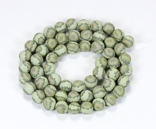 10 Stk. Fimo Perlen Olivgrün-Grün gemustert Rund 10mm