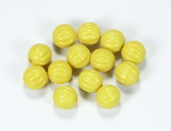 20 Stk. Acryl Perlen Schmuckzwischenteile Rund geriffelt Gelb 11,5mm