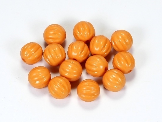 20 Stk. Acryl Perlen Schmuckzwischenteile Rund geriffelt Orange 11,5mm