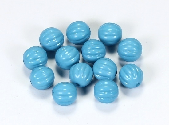 20 Stk. Acryl Perlen Schmuckzwischenteile Rund geriffelt Blau 11,5mm