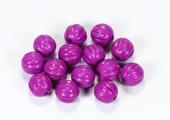 20 Stk. Acryl Perlen Schmuckzwischenteile Rund geriffelt Violett 10mm