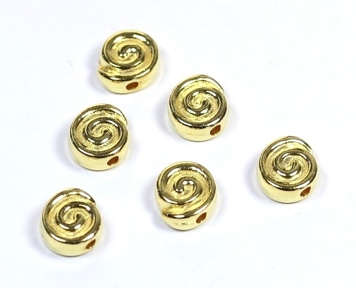 Metallperlen Schnecken- / Spiralenmuster Gold 8,3x8x3,5mm