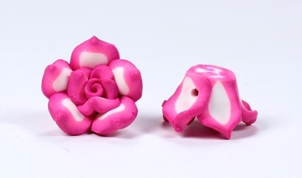 4 Stk. Fimo Blumen Rosen Polymer Clay Perlen Rosa ca. 20mm