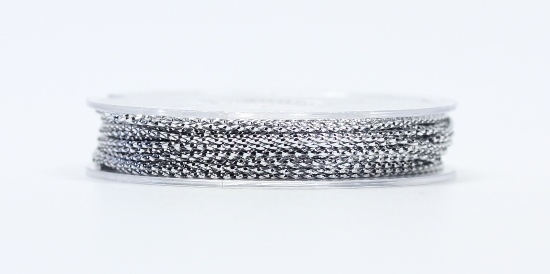 10m Metallic Nylonband geflochten Silber 1mm