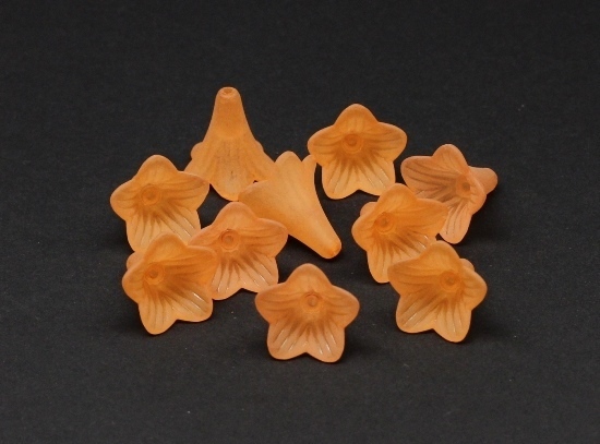 10 Stk. Acryl Perlen Blütenkelche Blüten Kelche Blumen 21x21mm Lachs-Orange