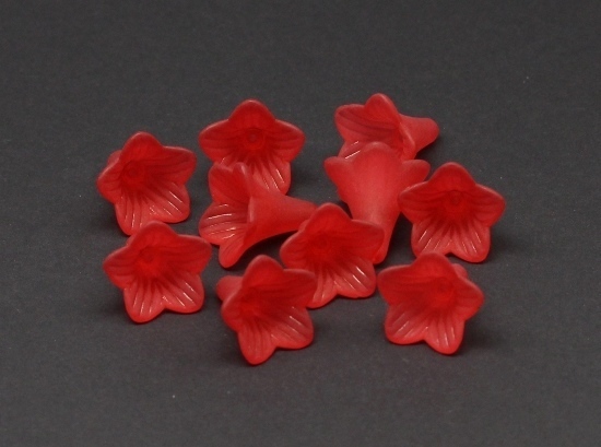 10 Stk. Acryl Perlen Blütenkelche Blüten Kelche Blumen 21x21mm Rot