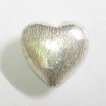 1 Stk. Kupferperle Herz gebürstet versilbert 16x8mm