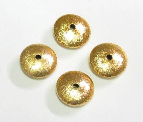 3 Stk. Kupferperlen Linse Rondelle gebürstet vergoldet 10x4-4,5mm