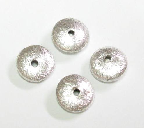 3 Stk. Kupferperlen Linse Rondelle gebürstet versilbert 10x4-4,5mm