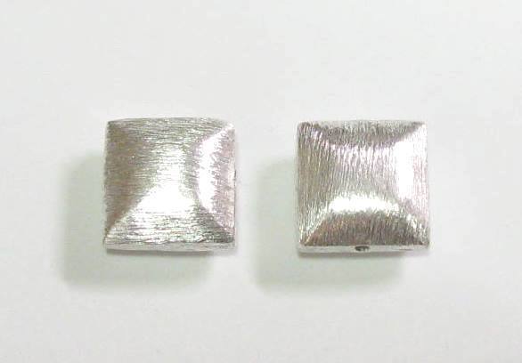 2 Stk. Kupferperlen Viereck Kissen gebürstet versilbert 12x12x6,4mm
