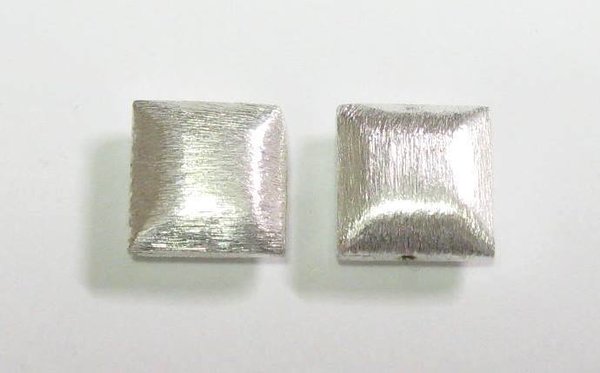 2 Stk. Kupferperlen Viereck Kissen gebürstet versilbert 14x14x6,5mm
