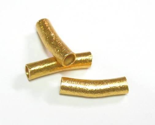 1 Stk. Kupferperle Röhrchen leicht gebogen gebürstet vergoldet 27,5x6,5mm