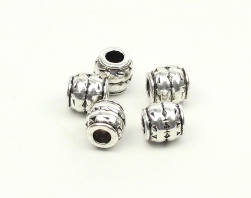 Metallperle Großlochperle Perlen Antiksilber Fass/Oval 8x8mm Ø 3,5mm Spacer
