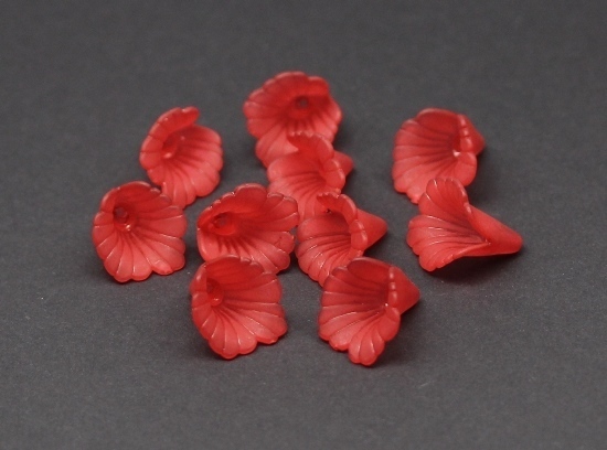 10 Stk. Acryl Perlen Blütenkelche Blüten Kelche Blumen 18x19mm Rot